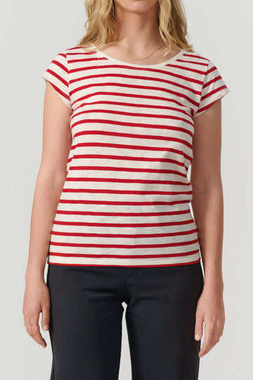 Liu short sleeve t-shirt red/cream stripe
