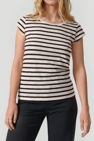 Liu short sleeve t-shirt navy/cream stripe