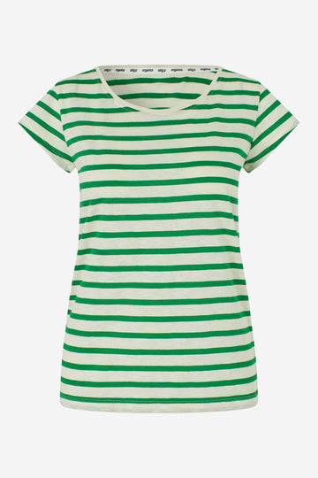 Liu short sleeve t-shirt green/cream stripe