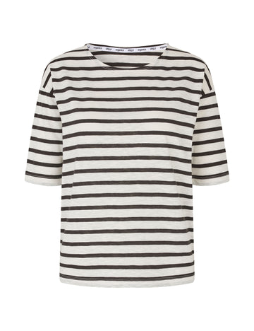 Louisa short sleeve t-shirt cream/dark brown stripe