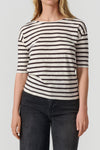 Louisa short sleeve t-shirt cream/dark brown stripe