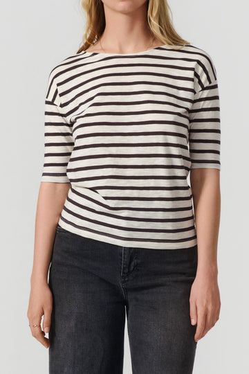 Louisa short sleeve t-shirt navy/cream stripe
