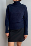 Superfine lambswool turtle neck dark brown