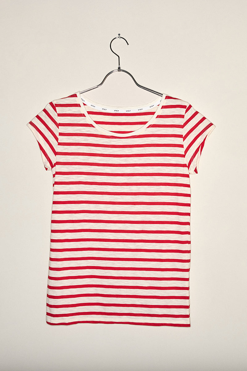 Liu short sleeve t-shirt red/cream stripe