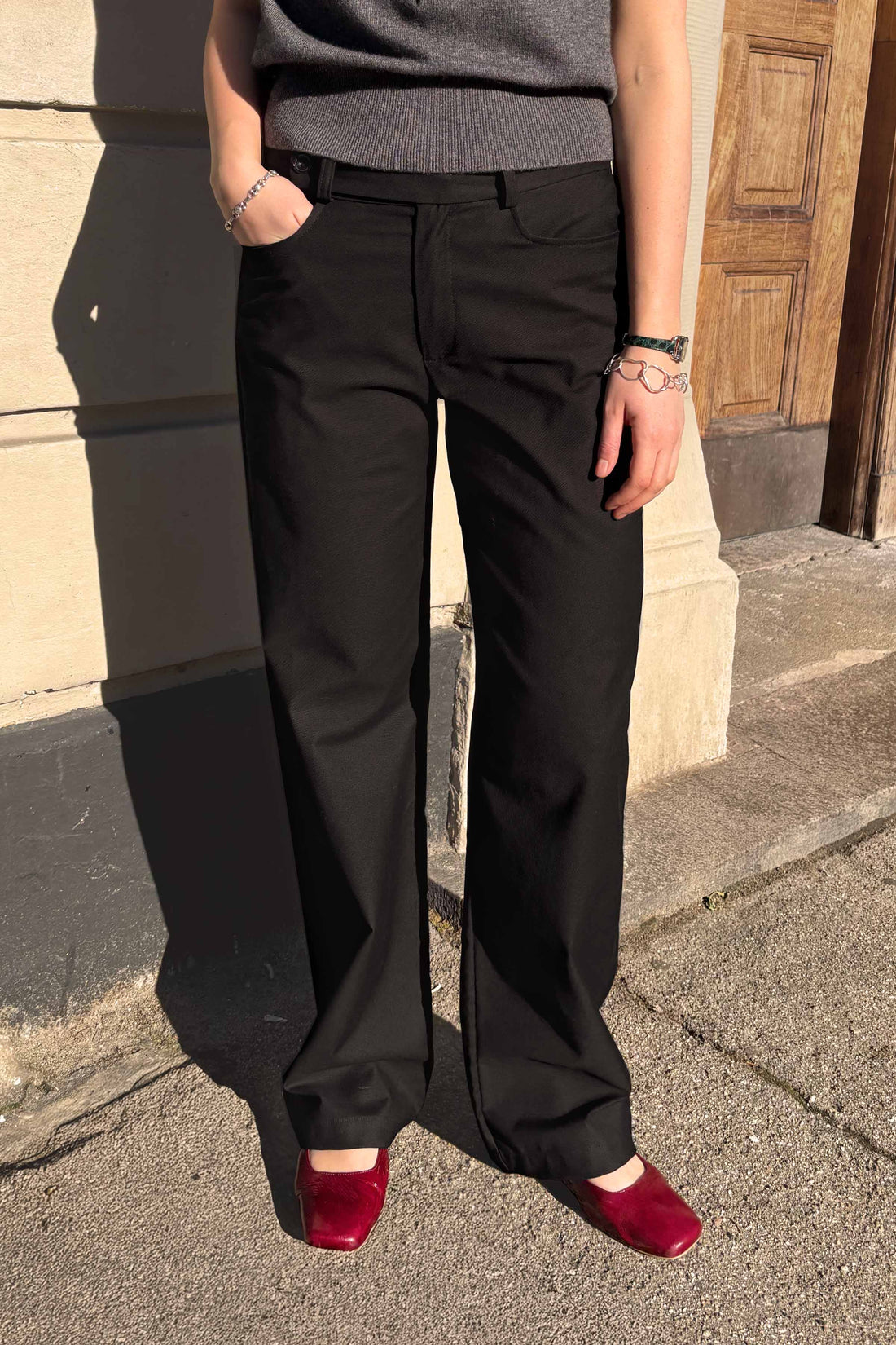Phoebe trousers black cotton twill