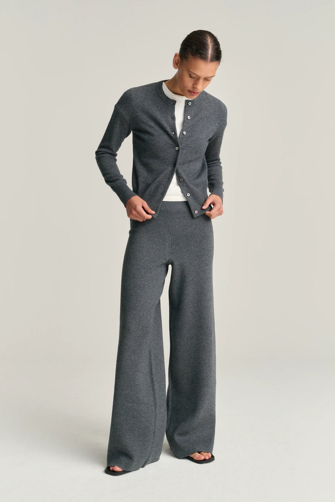 Rhea cardigan wool/cashmere grey melange