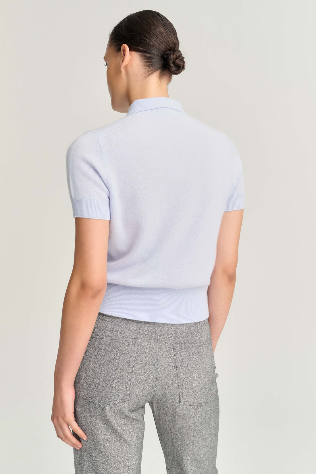 Rhea merino/cashmere polo shirt light blue