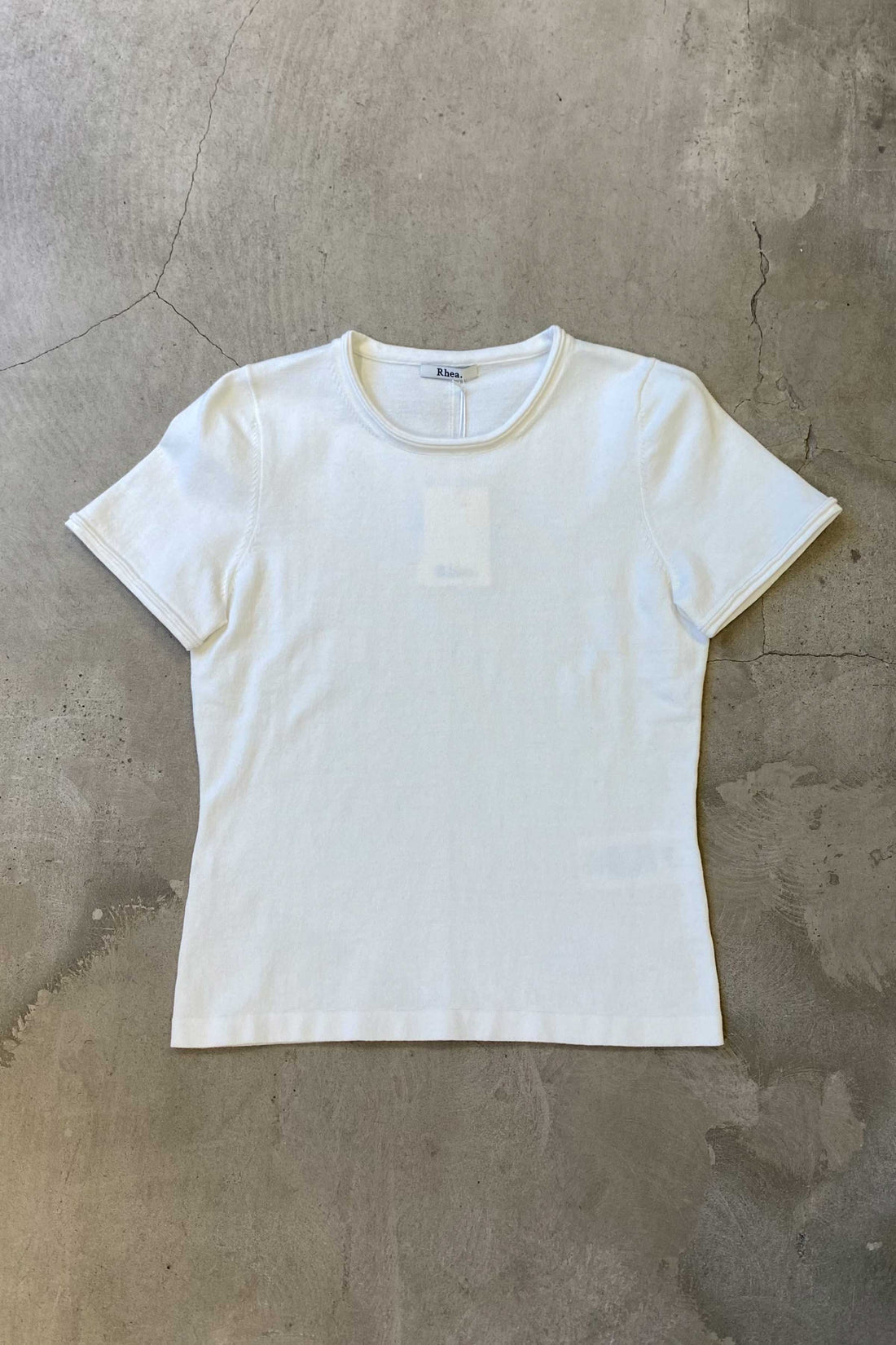 Cotton/cashmere cropped t-shirt off-white