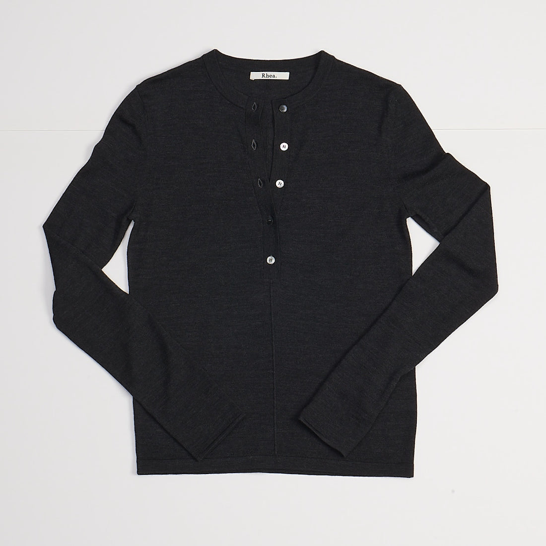Rhea merino henley knit dark grey