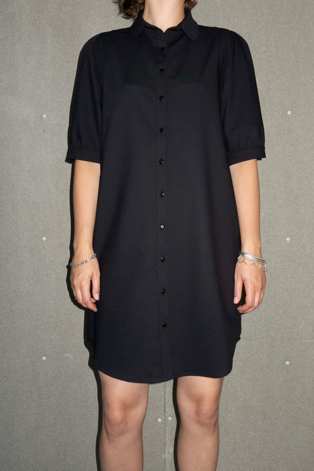 Rosa dress black wool mix
