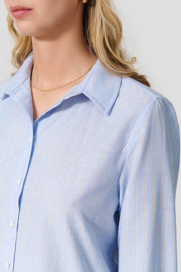 Lea shirt light blue/white ochre stripe