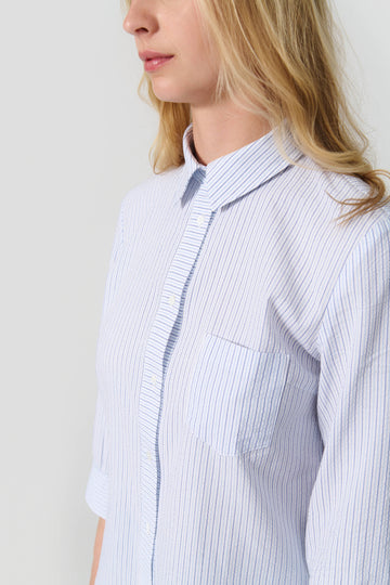 Laura shirt 3/4 sleeve white/blue stripe