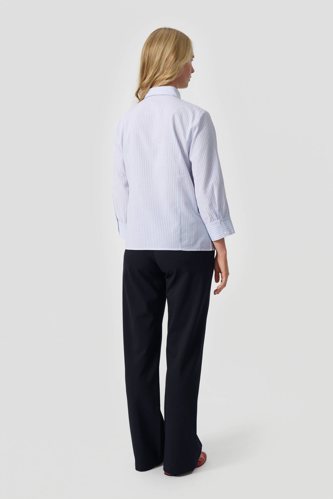 Laura shirt 3/4 sleeve white/blue stripe