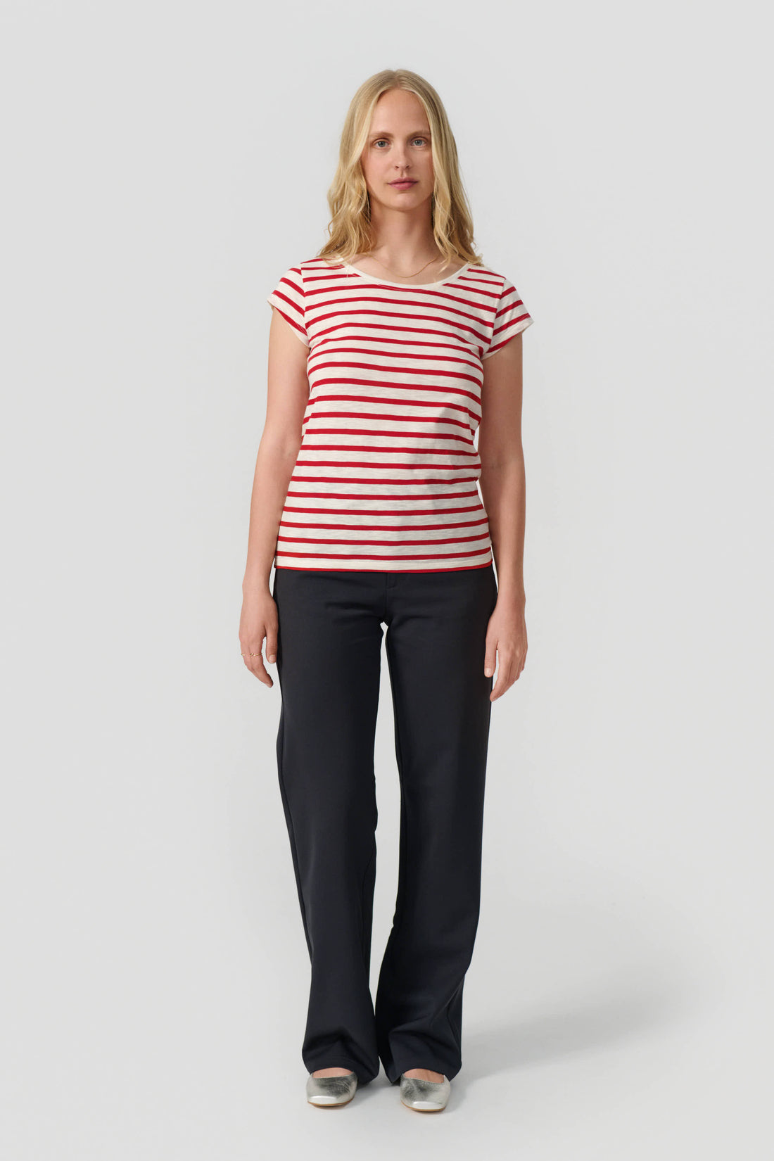 Liu short sleeve t-shirt red/cream stripe