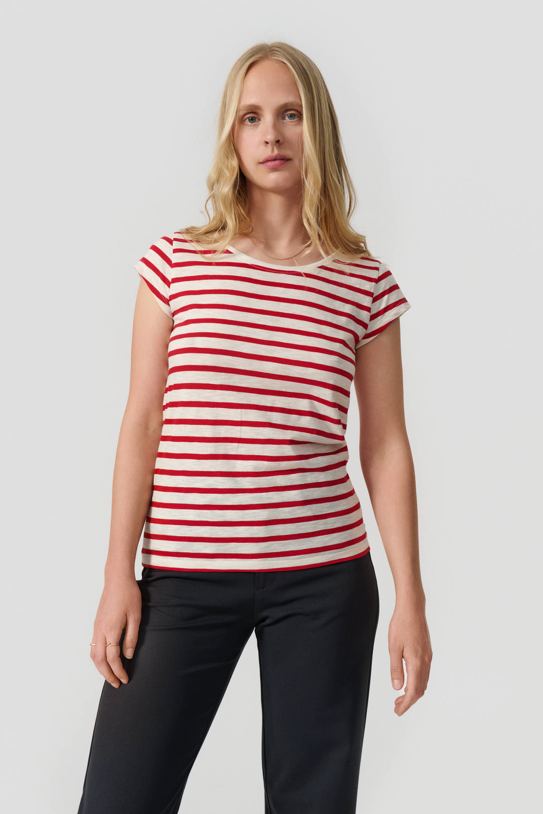 Liu short sleeve t-shirt red/cream stripe
