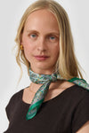 Silk scarf off white blue graphic flower
