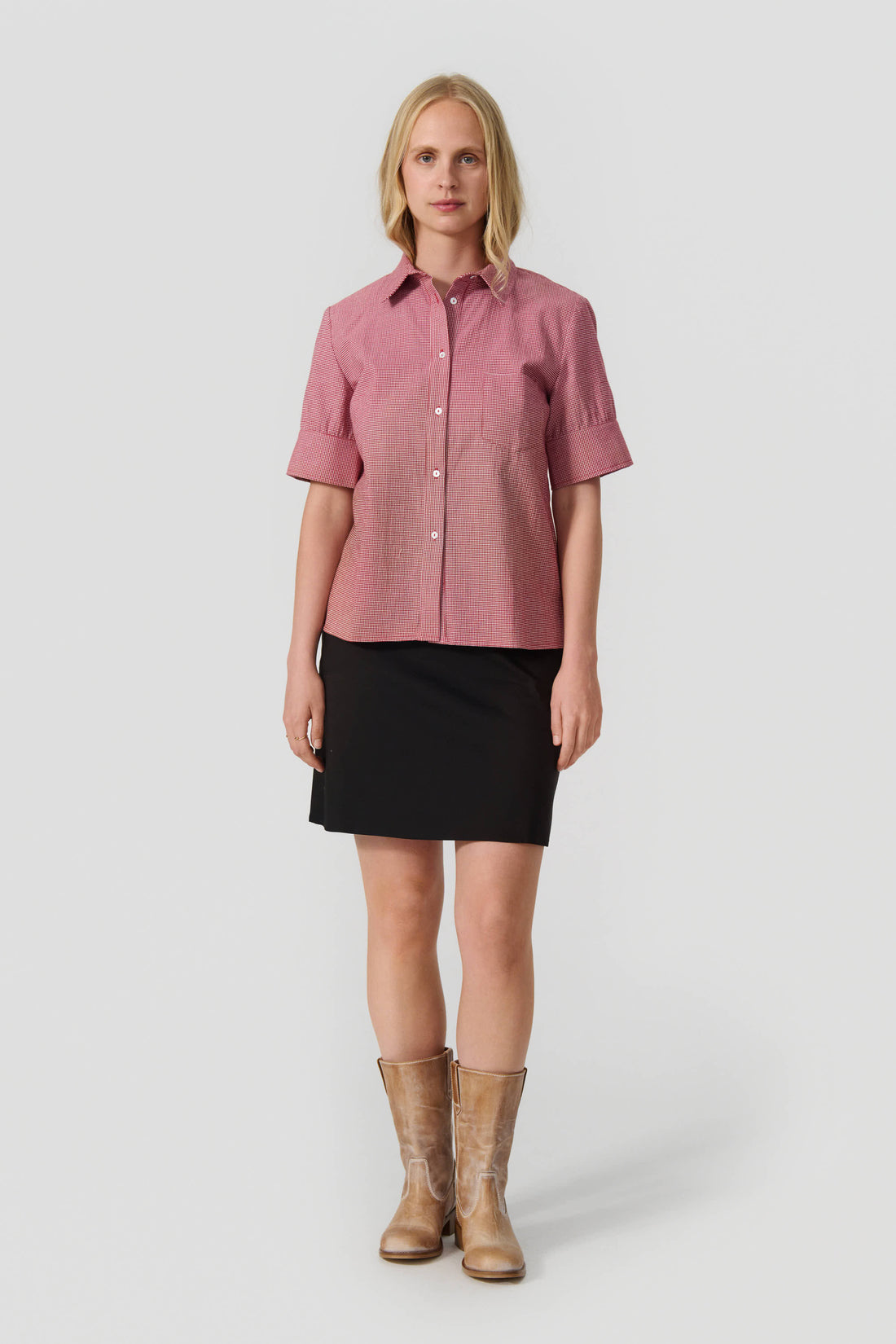 Laura short sleeve shirt red/white check