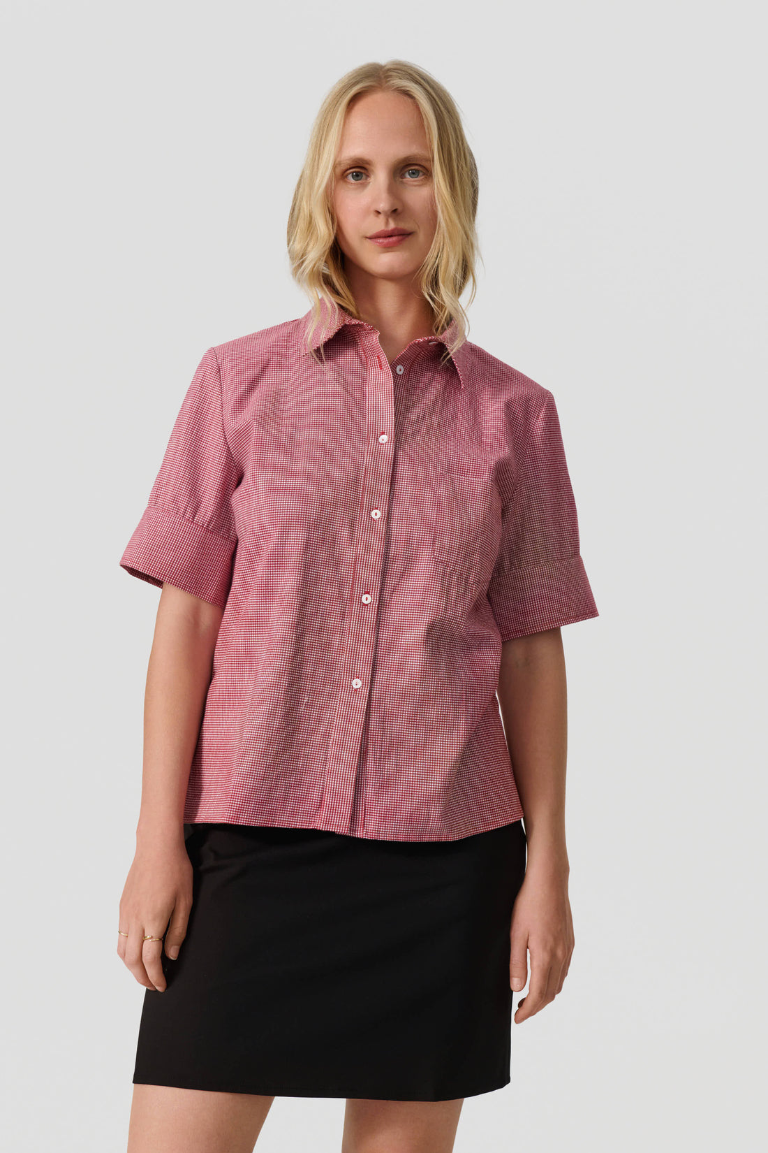 Laura short sleeve shirt red/white check