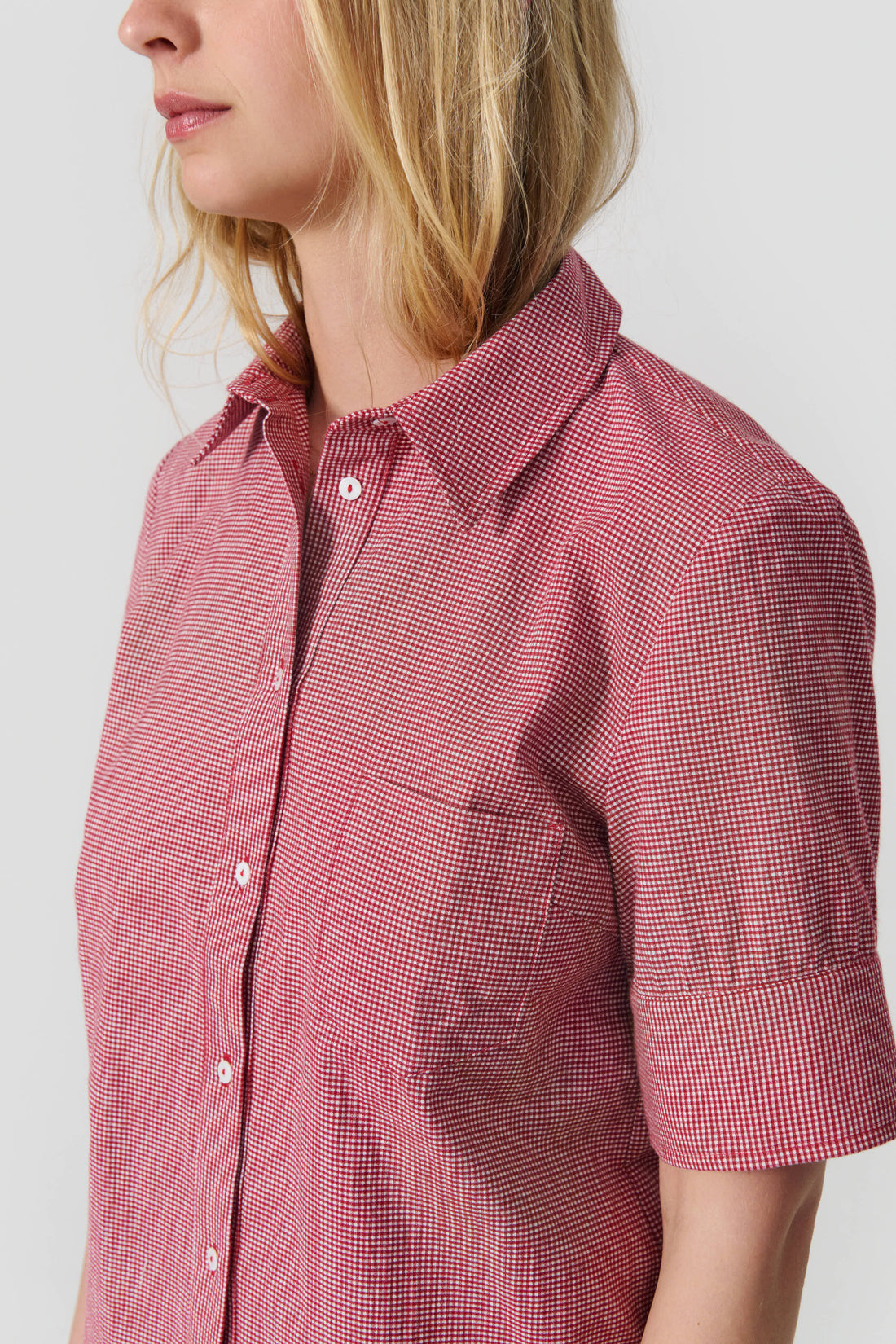 Laura short sleeve shirt red/white check