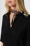 Silk scarf black/gold zebra print
