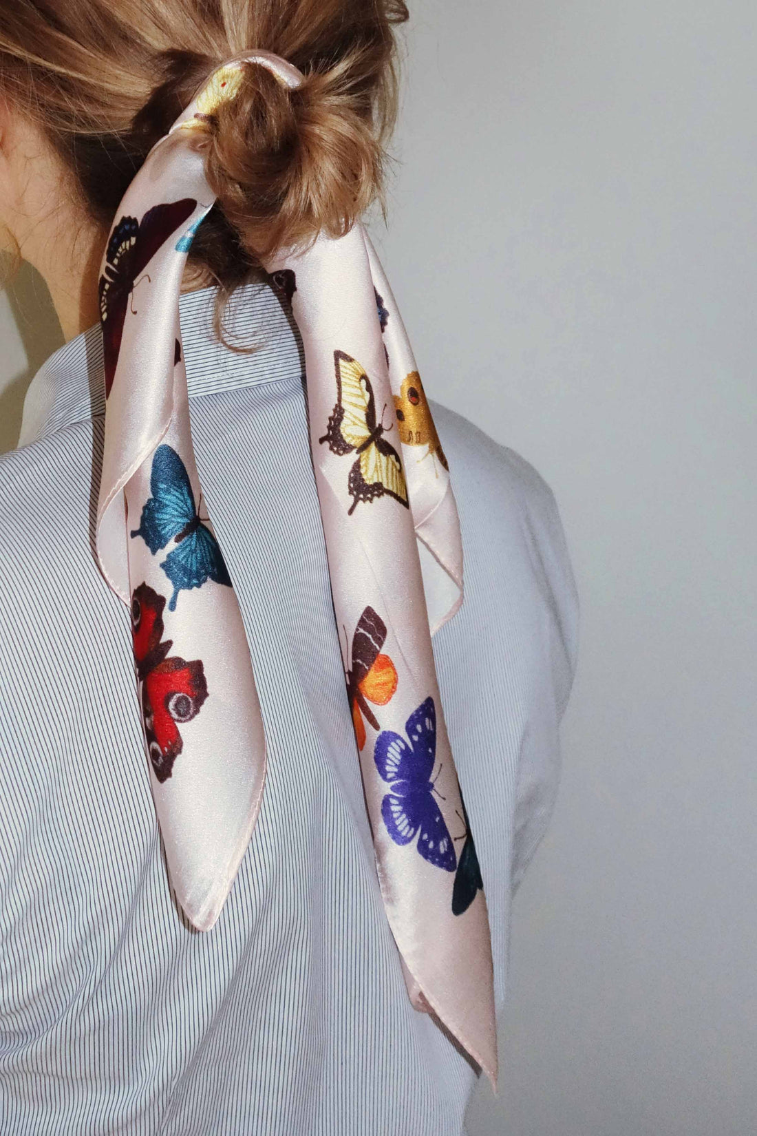 Silk scarf rose/multi  butterflies