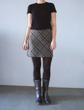 Julie wool skirt brown/beige/blue check