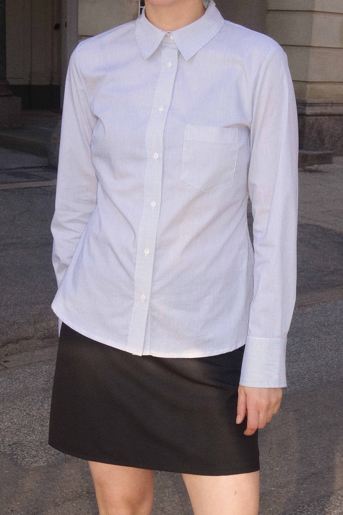 Lucca shirt white/navy stripe