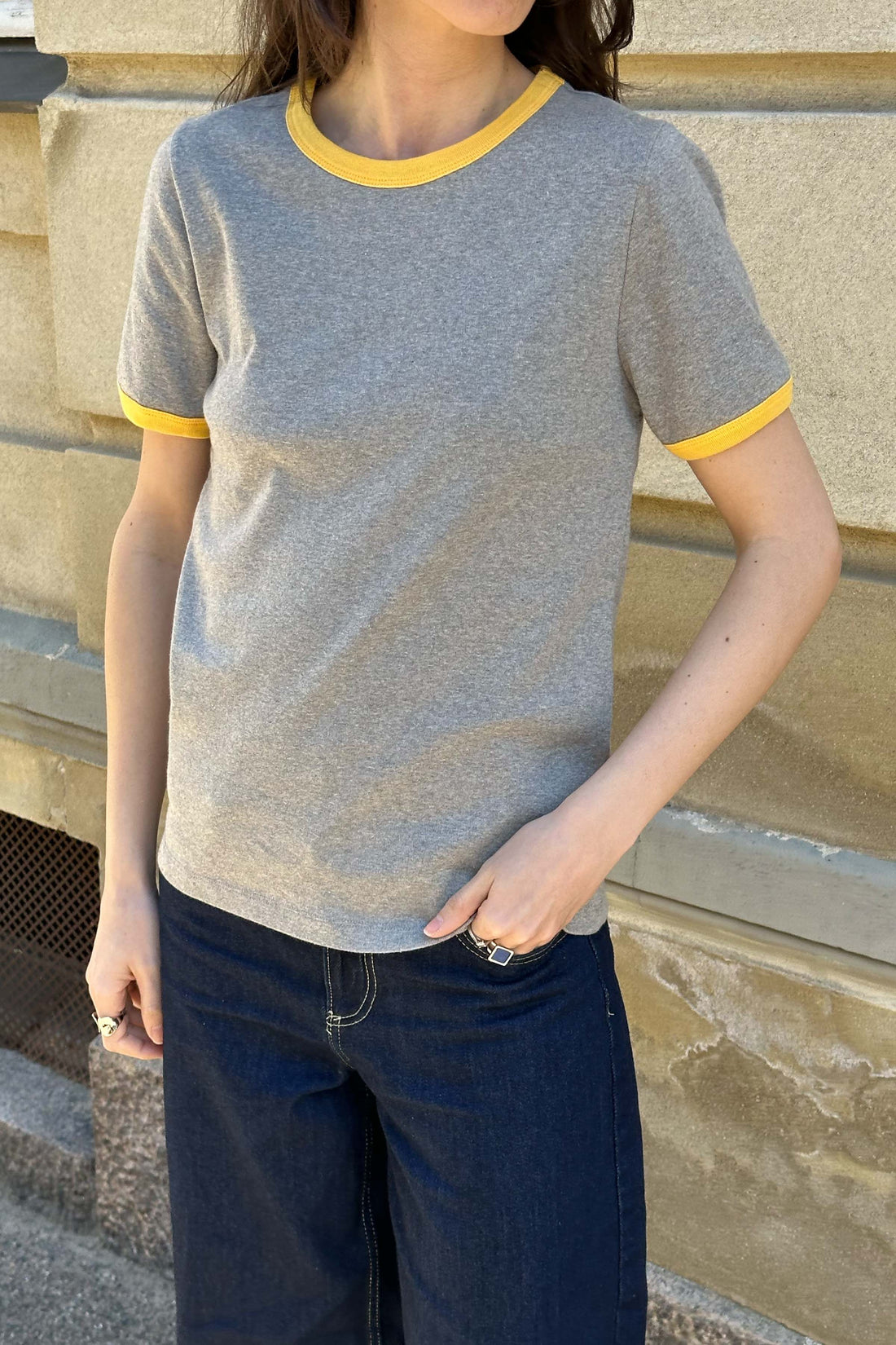 Stella t-shirt grey melange/warm yellow