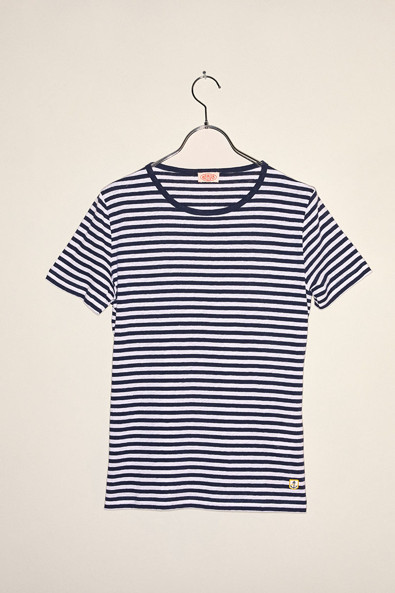 T-shirt cotton/linen navy/white
