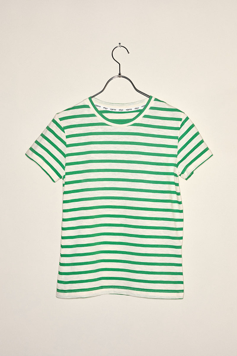 Emily short sleeve t-shirt green/cream stripe
