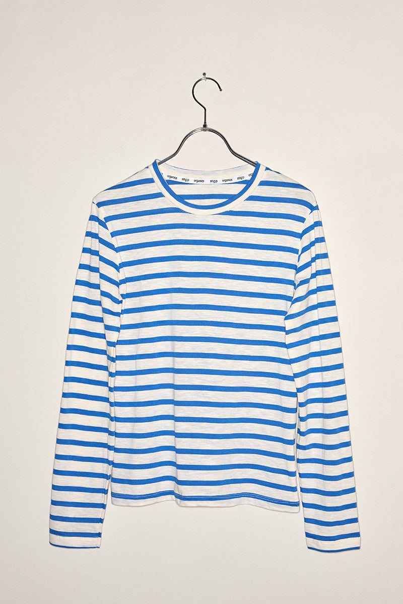 Sofia long sleeve t-shirt royal blue/cream stripe