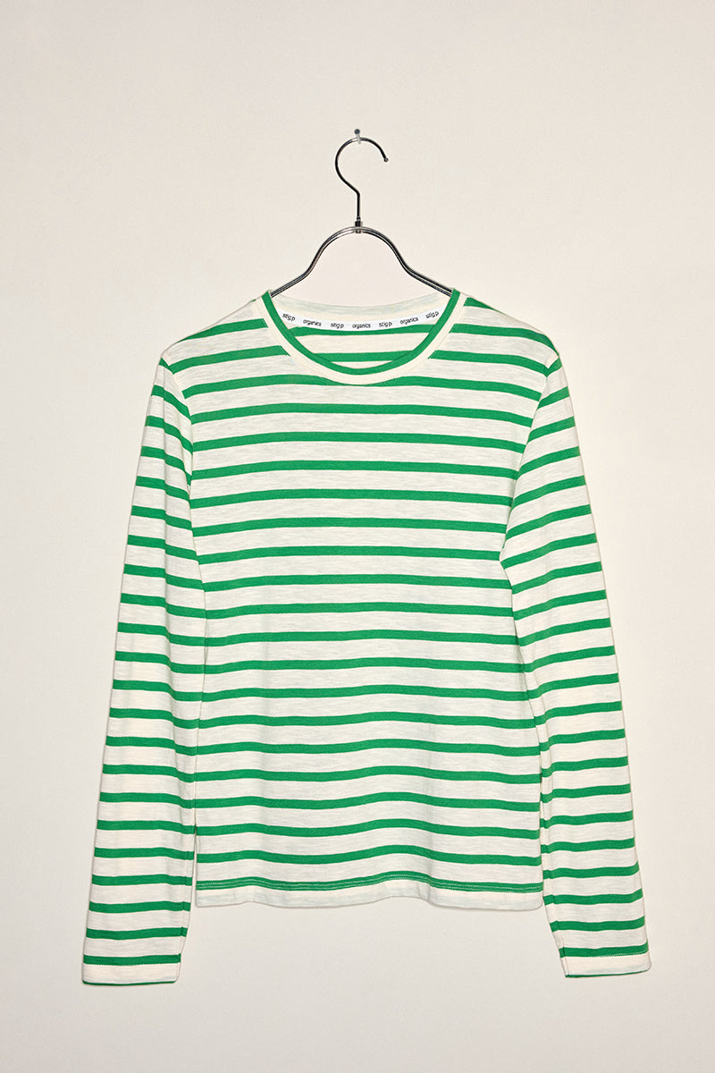 Sofia long sleeve t-shirt green/cream stripe