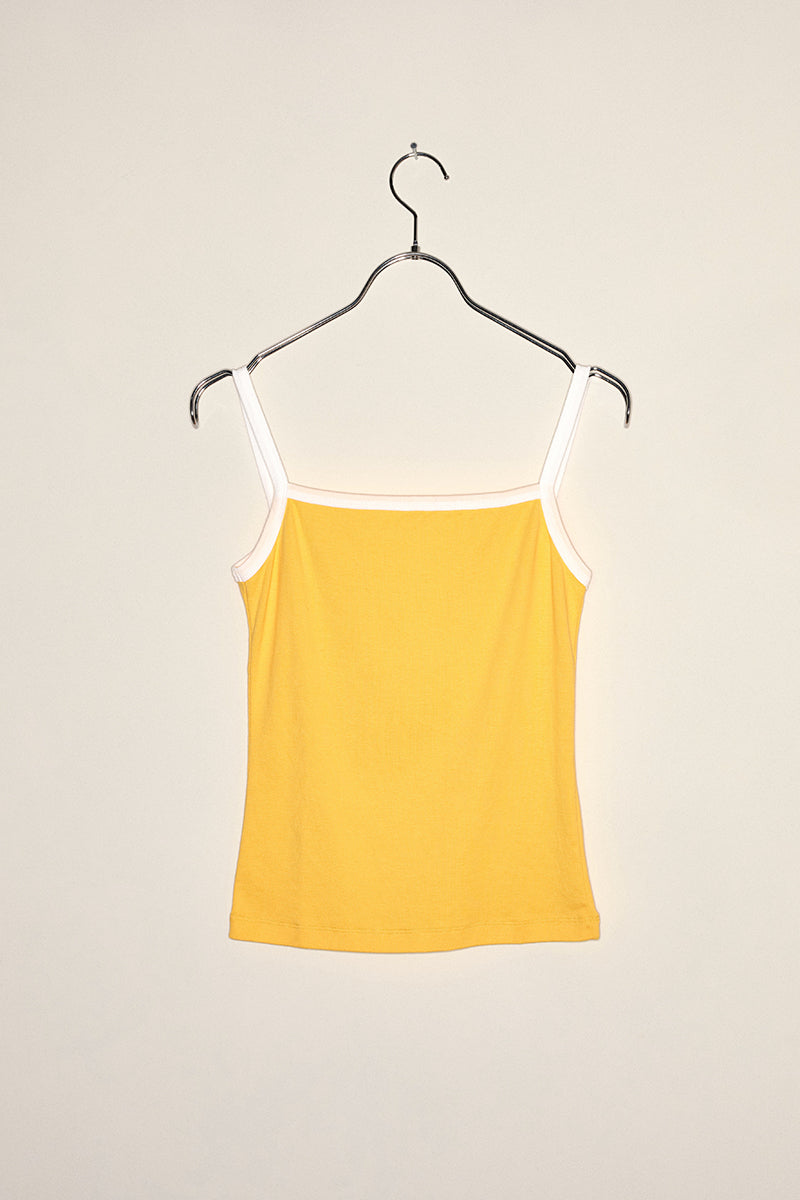 Aya top warm yellow/off-white