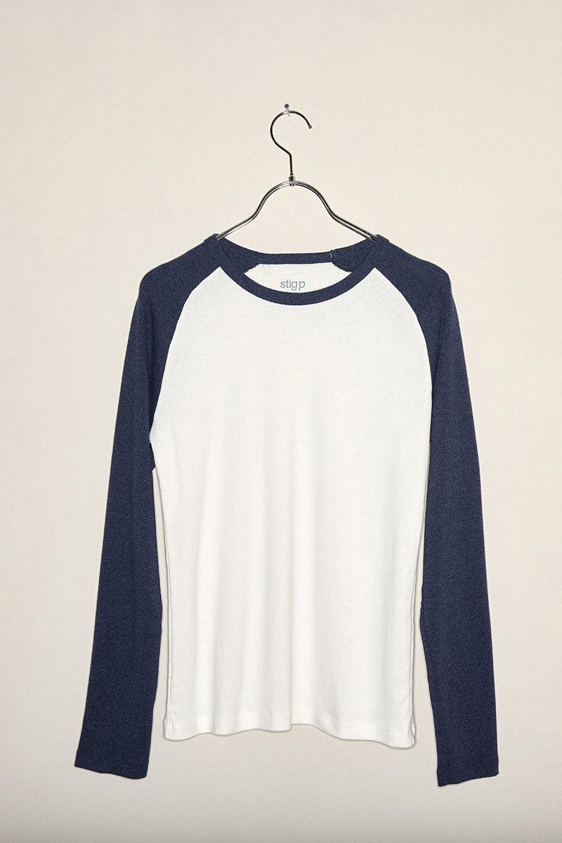 Mila baseball tee off white/dark blue melange