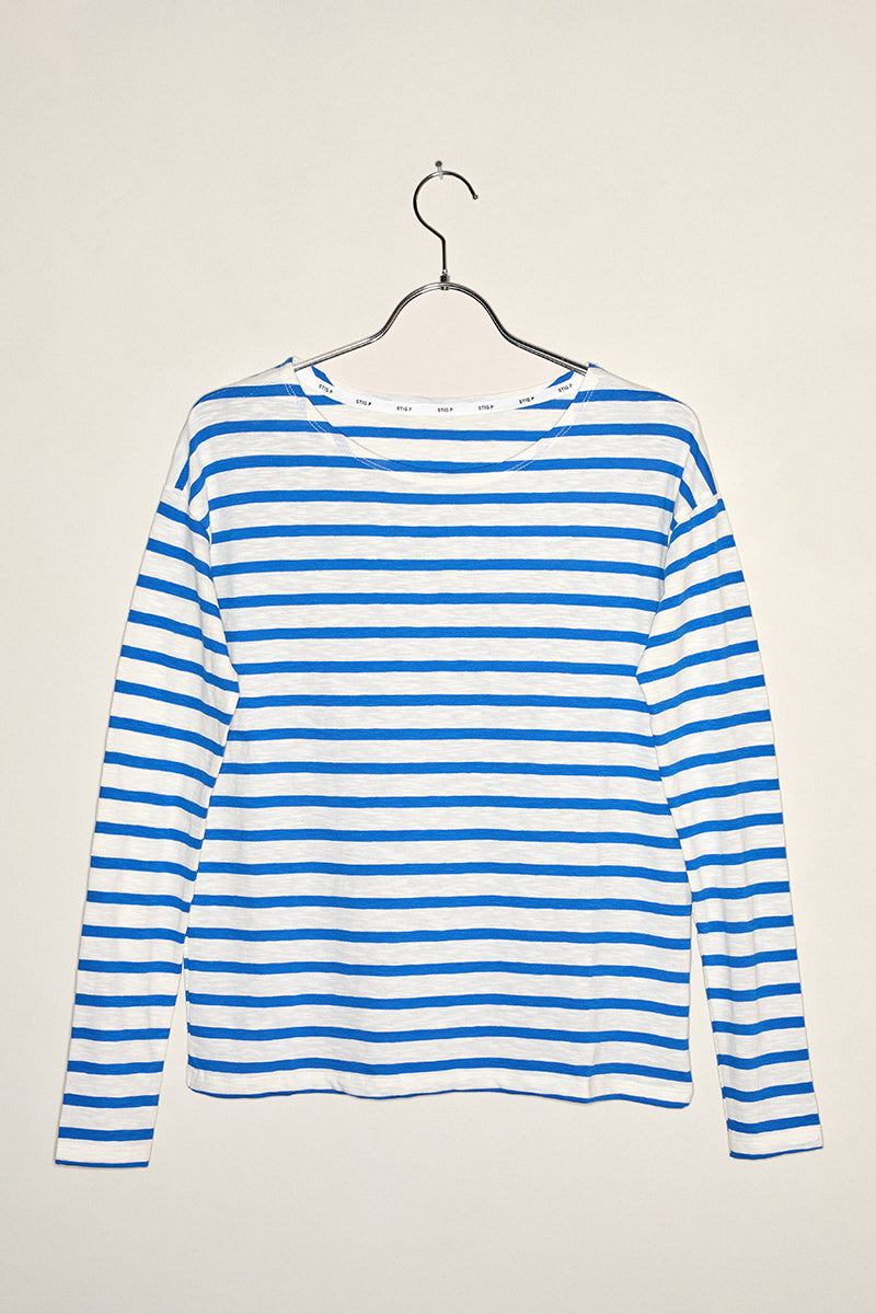 Dorrie long sleeve t-shirt royal blue/cream stripe