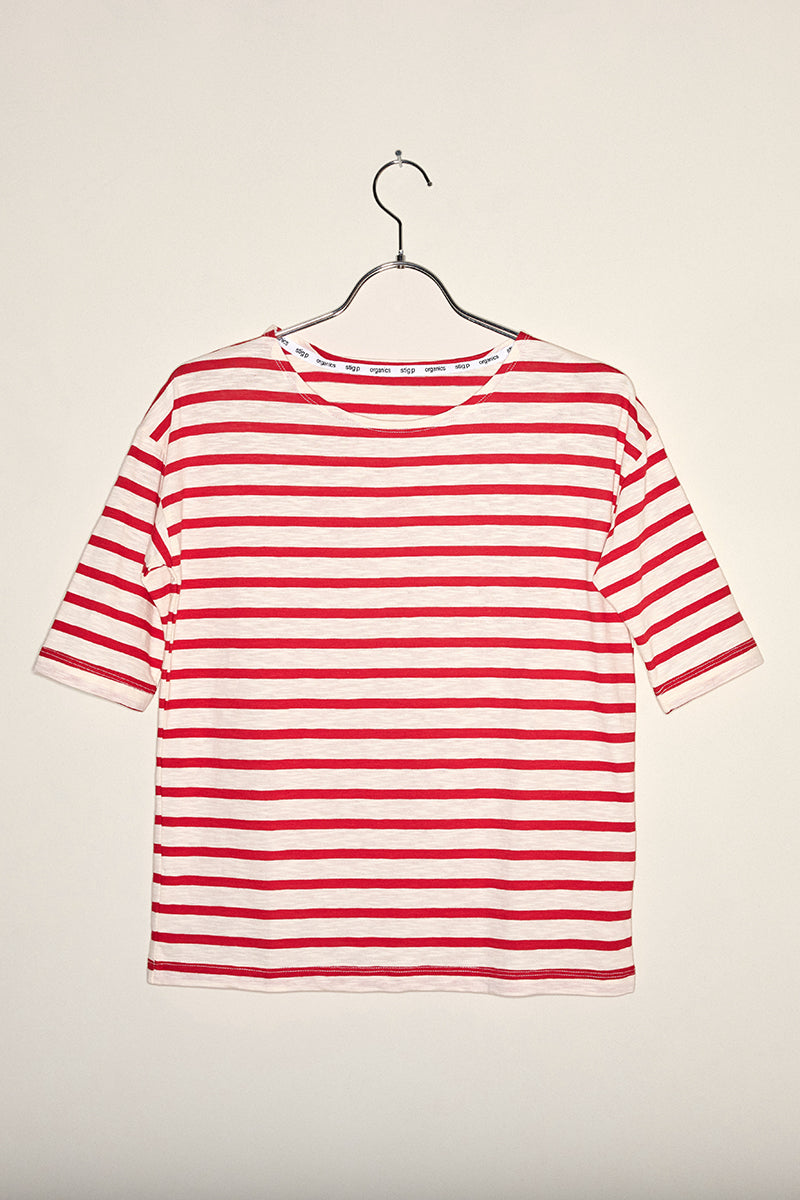 Louisa short sleeve t-shirt red/cream stripe