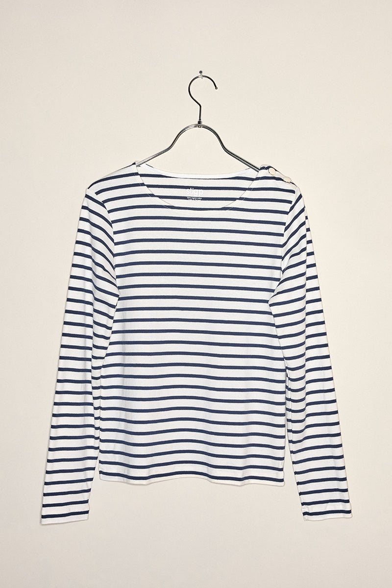 Marie long sleeve t-shirt off white/navy stripe