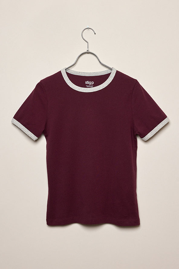 Stella t-shirt aubergine/light grey melange