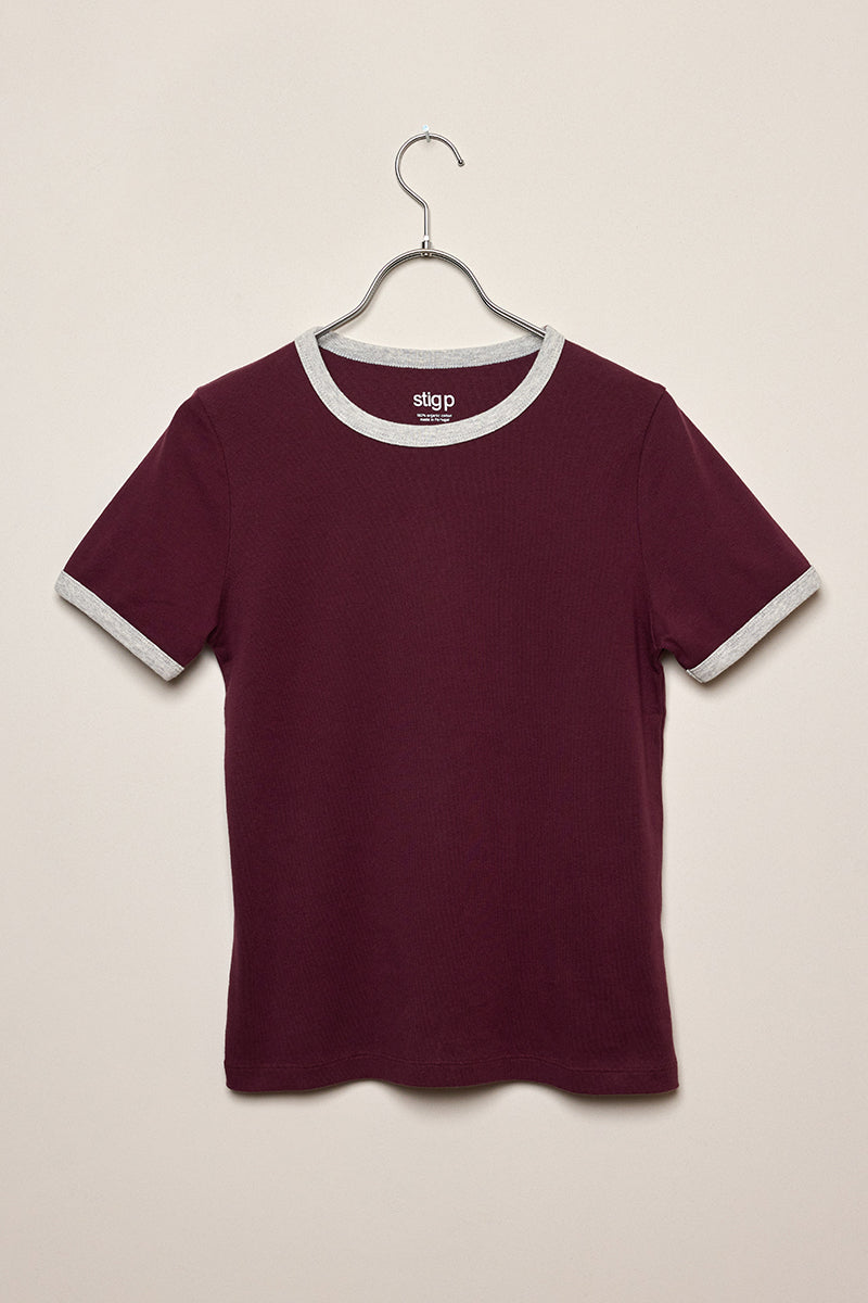 Stella t-shirt aubergine/light grey melange