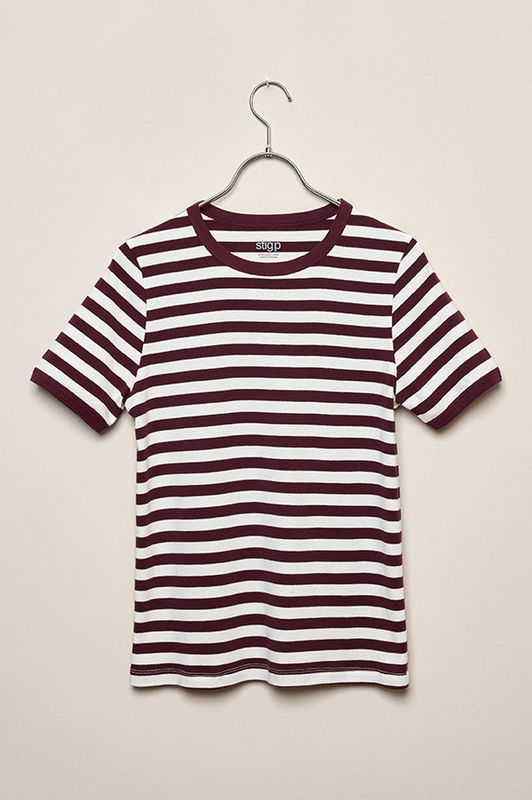 Stella t-shirt aubergine/off-white stripes