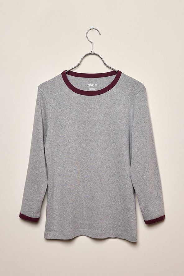 Stella 3/4 sleeve grey melange/aubergine