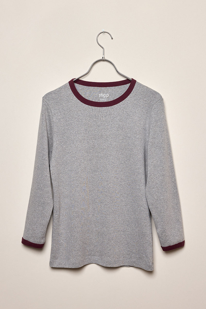 Stella 3/4 sleeve grey melange/aubergine