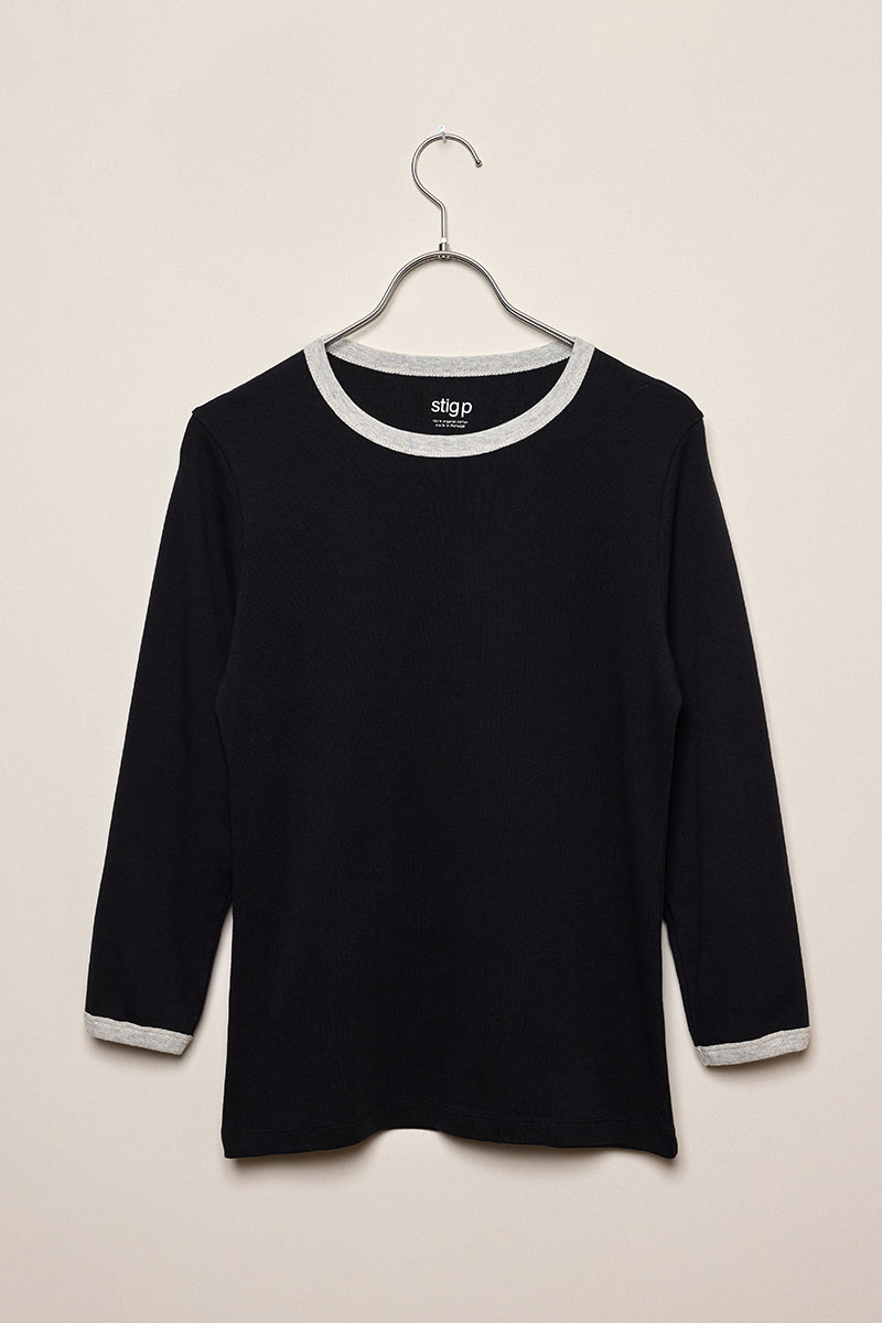 Stella 3/4 sleeve black/grey melange