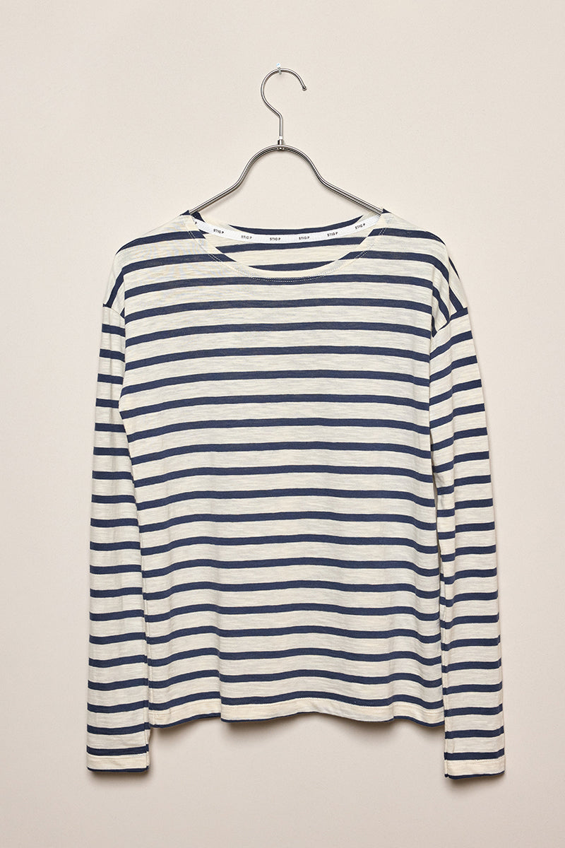 Dorrie long sleeve t-shirt navy/cream stripe