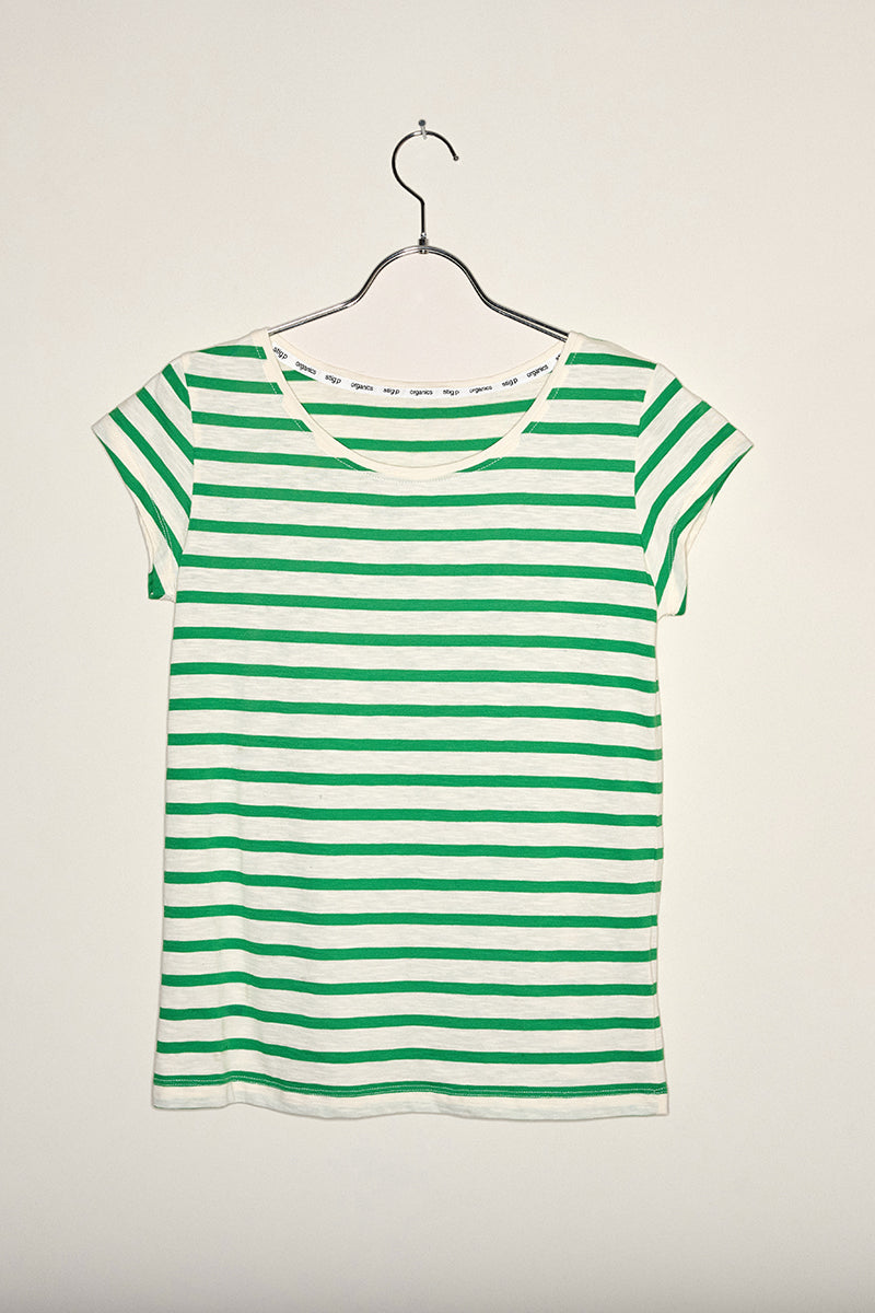 Liu short sleeve t-shirt green/cream stripe