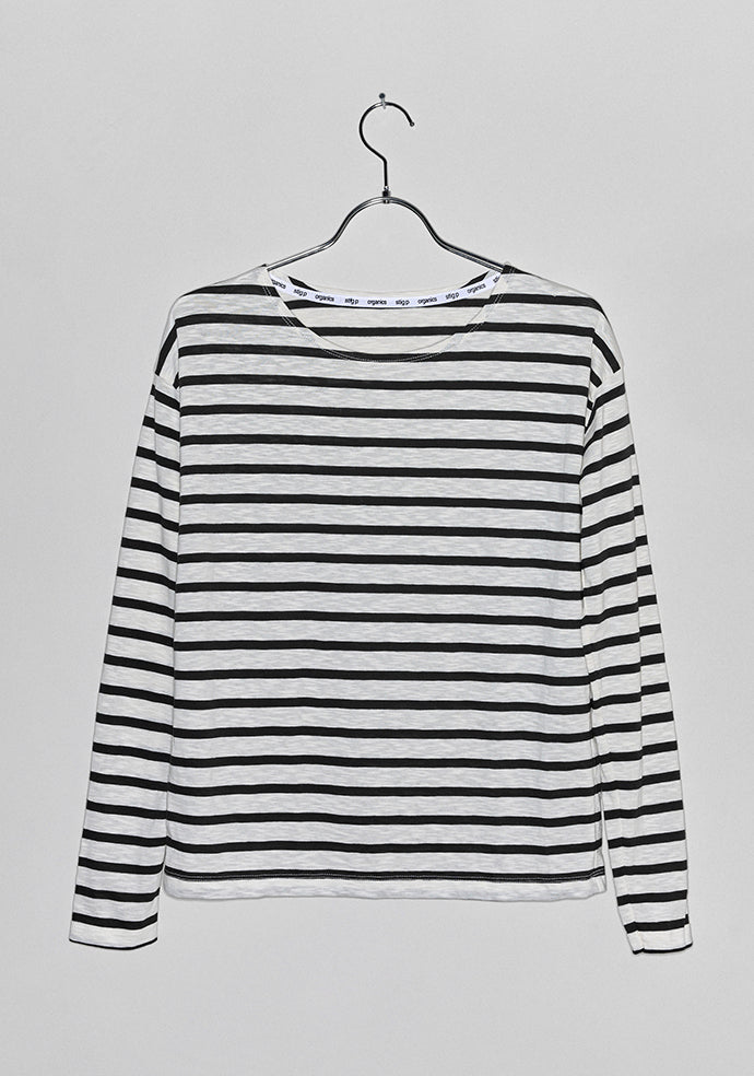Dorrie long sleeve t-shirt cream/dark brown stripe
