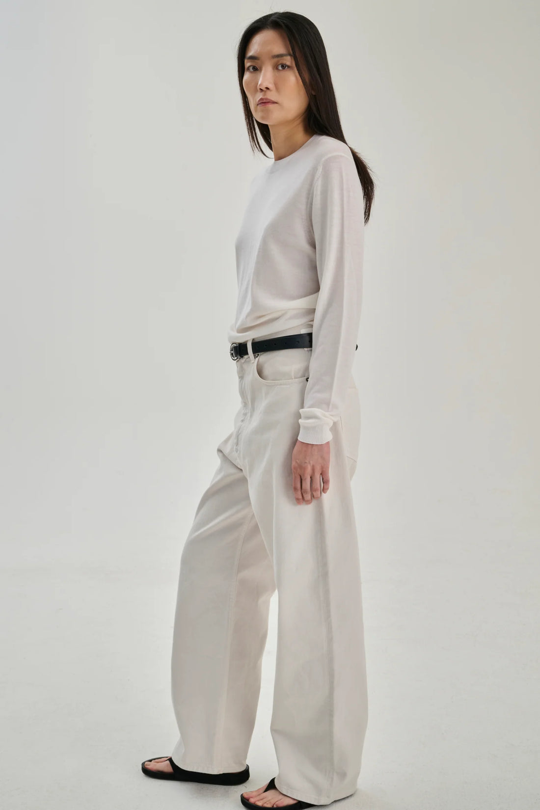 Merino crew-neck sweater off-white