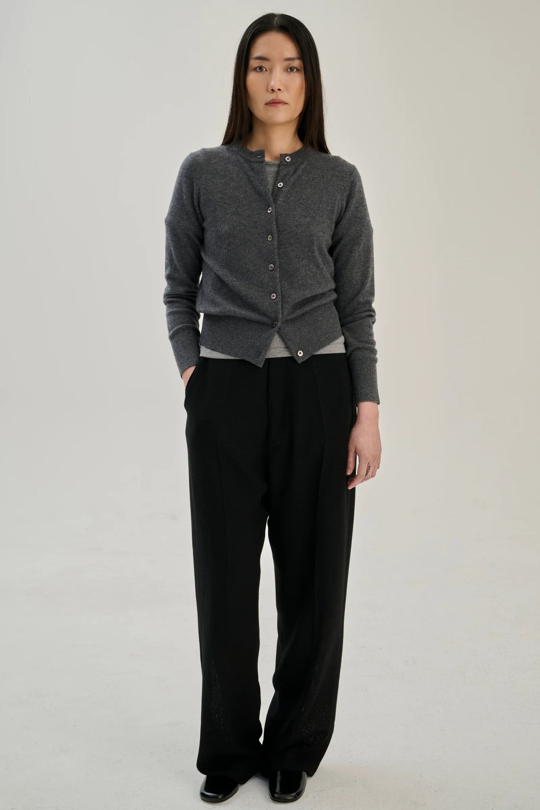 Cardigan wool/cashmere grey melange