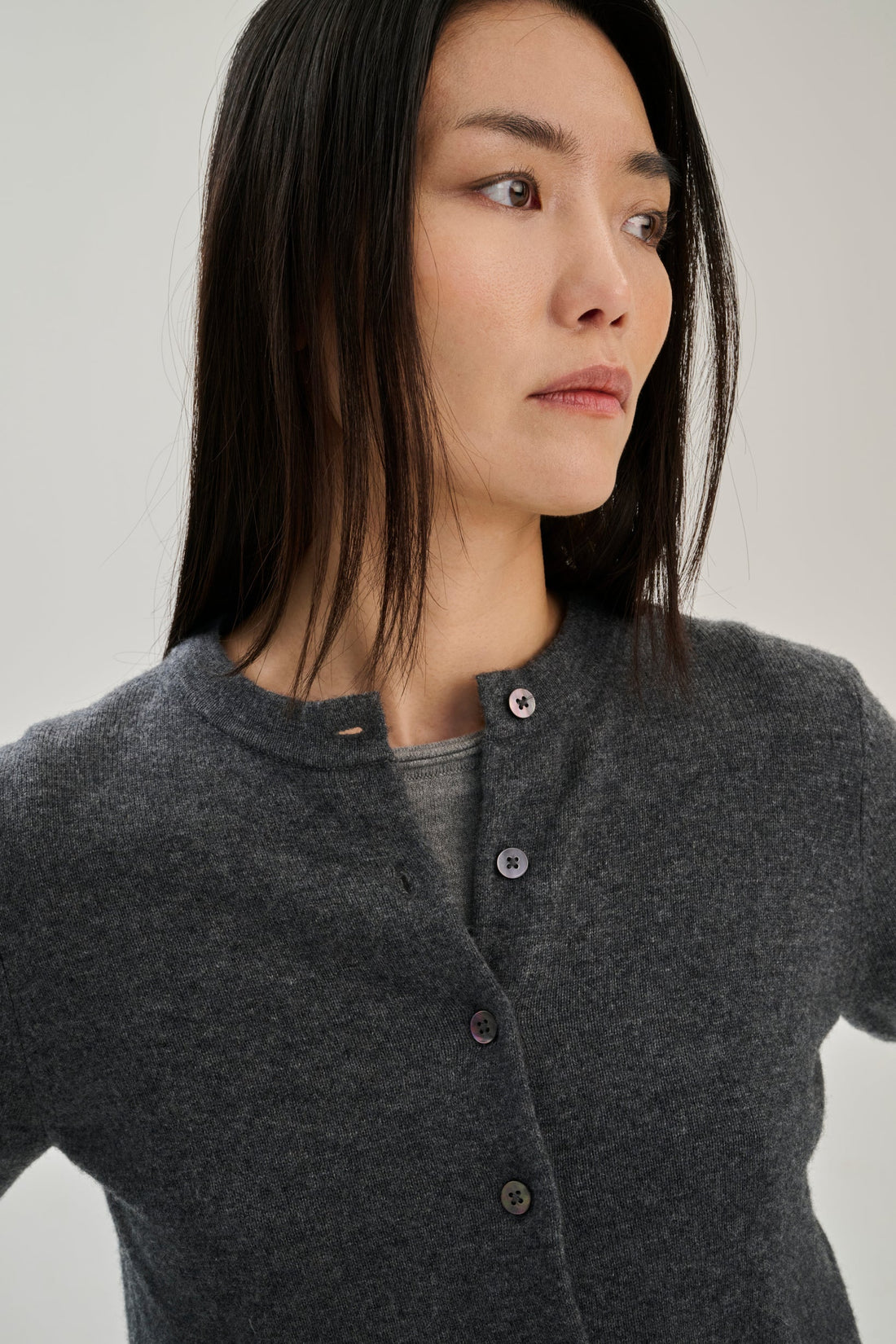 Cardigan wool/cashmere grey melange