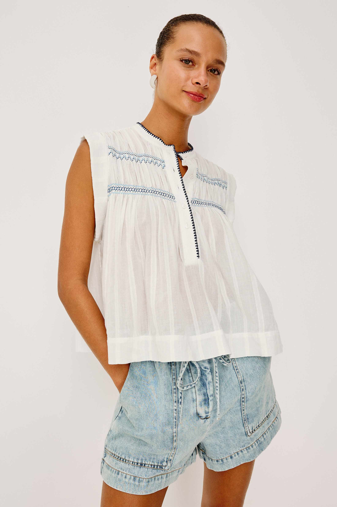 Willow top white/bue